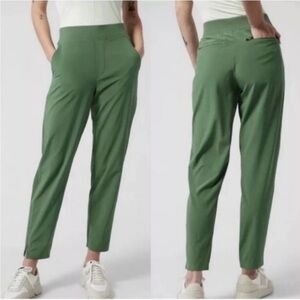 Athleta Brooklyn Ankle Pant Green Ribbed
Side Panel Tapered Trousers Womens 4
